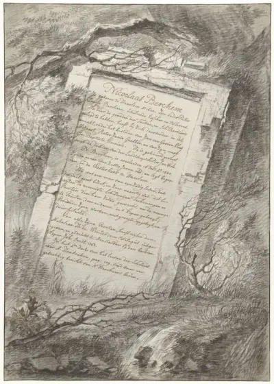 Frontispice voor een kunstboek met prenten van Nicolaes Berchem