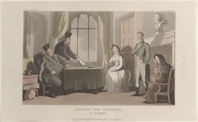 Frontispiece: Before the Tribunal at Avignon, from "Journal of Sentimental Travels in the Southern Provinces of France, Shortly Before the Revolution"