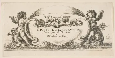 Frontispiece: Cartouche at Center, Putti on Either Side Riding on Dolphins