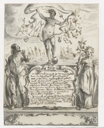 Frontispiece Design for De wonderlyke reizen van Fernando Mendez Pinto