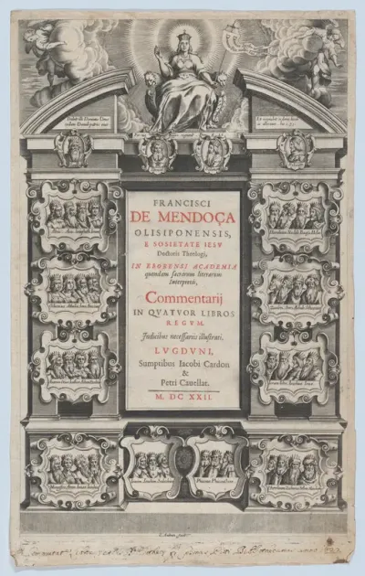 Frontispiece for "Commentarij in Quator Libros Regum" by F. de Monoça