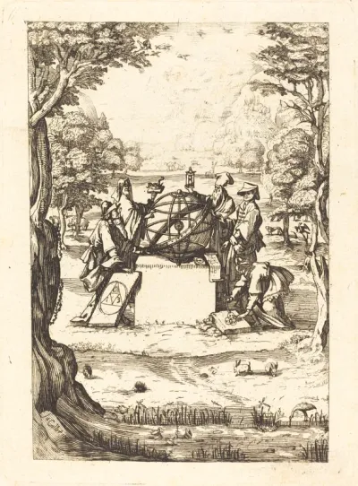 Frontispiece for the Sacred Cosmologia (Title with Astrologers)