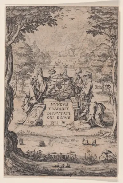 Frontispiece, from "Sacra Cosmologia, pièce appelée aussi Le Titre aux Astrologues" (Sacra Cosmologia, also called The Title Page for The Astrologers)