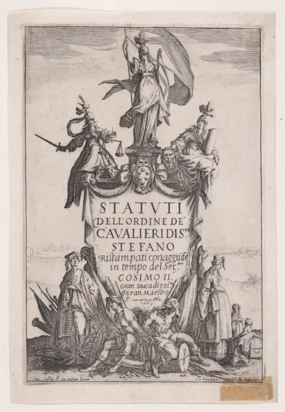 Frontispiece, from "Statuti dell'Ordine de' Cavalieri di S.to Stefano" (Statutes of the Knights of the Order of St. Stephen)