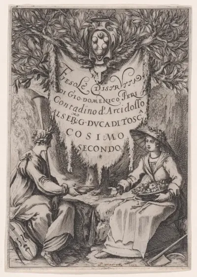 Frontispiece of Fiesole Distrutta, also called La Belle Jardinière, or Poésie et L'Agriculture, or Catakasta