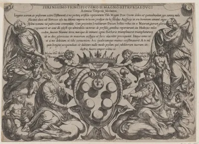 Frontispiece to "The Battles of the Old Testament" with the arms of the Medici Crowned by Two Putti