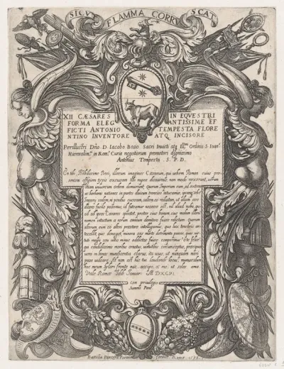 Frontispiece to "The First Twelve Roman Caesars" with the Coat of Arms of Jacopo Bosio