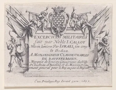 Frontispiece with Dedication to Mr. Claude Charles De Baufremont, Marquis de Senecey, from "Les Exercices Militaires" (The Military Exercises)