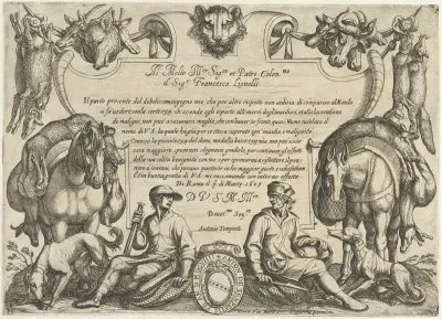 Frontispiece with Hunters, Dogs and Horses, from "Hunting Scenes VI"