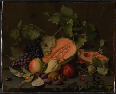Frugtstykke med meloner og druer