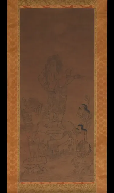 Fudō Myōō with Four Attendants, Outlined in Seed Syllables
