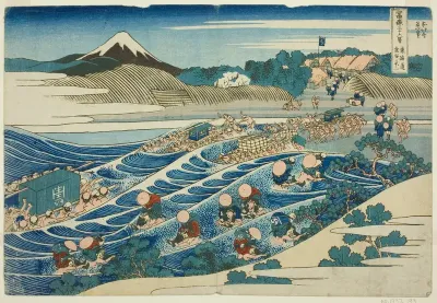 Fuji from Kanaya on the Tokaido (Tokaido Kanaya no Fuji), from the series Thirty-six Views of Mt. Fuji (Fugaku sanjurokkei)