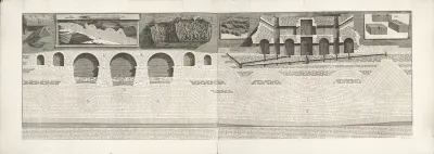 Fundering en doorsneden van de Engelenburcht en de Engelenbrug te Rome