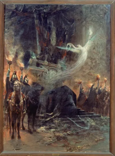 Funérailles de Victor Hugo - la veillée sous l'arc de triomphe