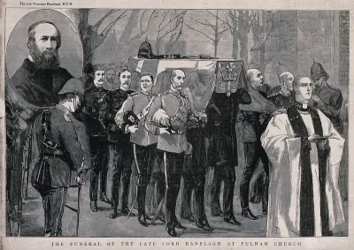Funeral of Lord Ranelagh at Fulham Church in London in 1885