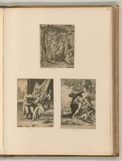 Fünf Nymphen; Junge Frau mit einem alten Mann; Venus und Amor