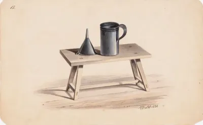 Funnel and Measure on a Stool, picture No. 15 in Grunder i Teckna och Rita