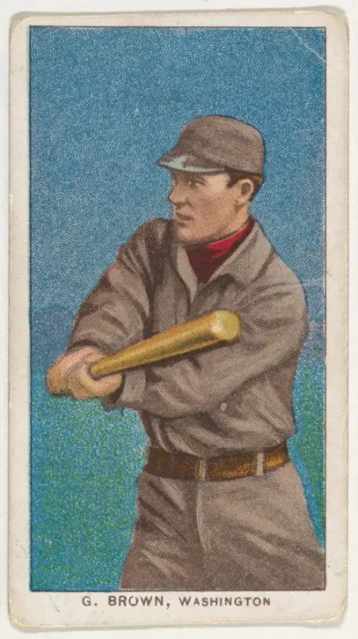 G. Brown, Washington, American League, from the White Border series (T206) for the American Tobacco Company