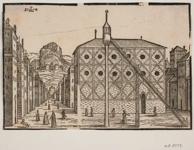 Gade, i forgrunden moské og fritstående minaret