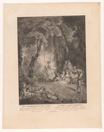 Galant gezelschap bij een schommel
