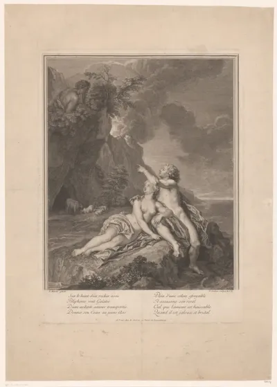 Galatea en Acis gadegeslagen door Polyphemus