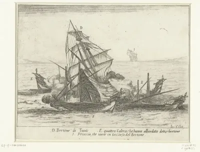 Galeien van Cosimo II de' Medici omsingelen een Turkse bertone