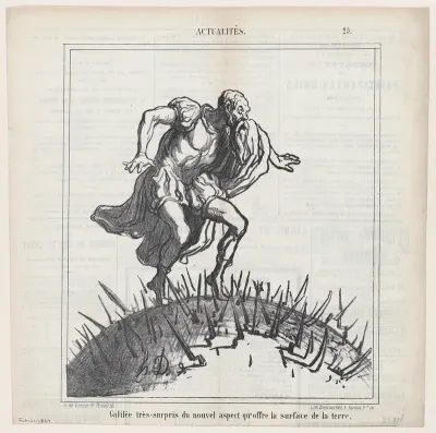 Galileo, astonished by changes in the face of the earth, from "News of the Day"