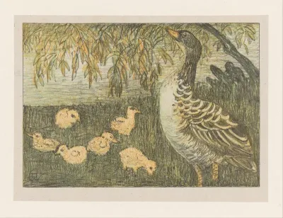 Gans met kuikens