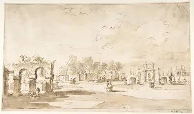Gardens of the Villa Correr, near Strà (recto); Study for The Transverberation of Saint Teresa of Jesus and a Study of Hands (verso)