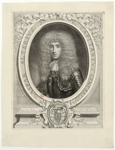 Gaspar Alterius S. R. E. capitaneus generalis. Ferd. Voet pinxit. P. Simon sculp.