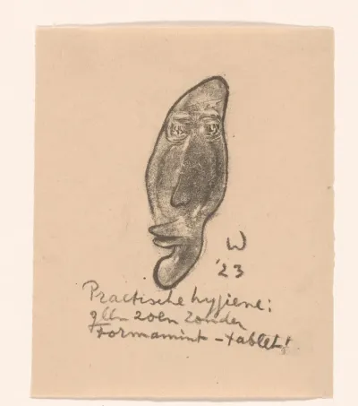 Geabstraheerd gezicht met getuite lippen