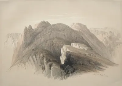 Gebil Hor.  Mount Hor, from the Cliffs Encircling Petra