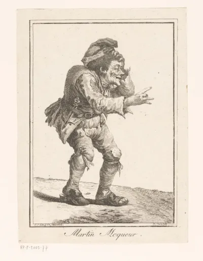Gebochelde man met gehavende kleding