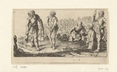Geboeide man wordt naar executieplaats gebracht