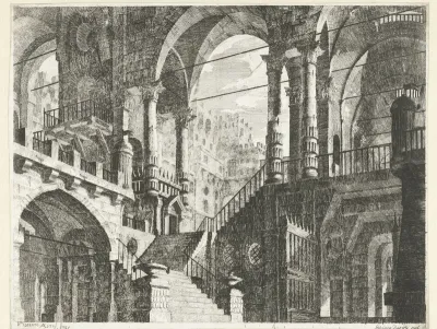 Gebouw met rondbogen en zuilen