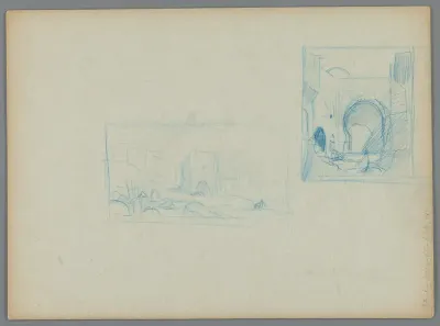 Gebouwen in een landschap