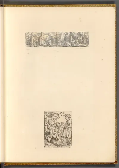 Geburt Christi und Anbetung der Könige (aus einem Kalenderblatt); Die sechste Prüfung Hiobs