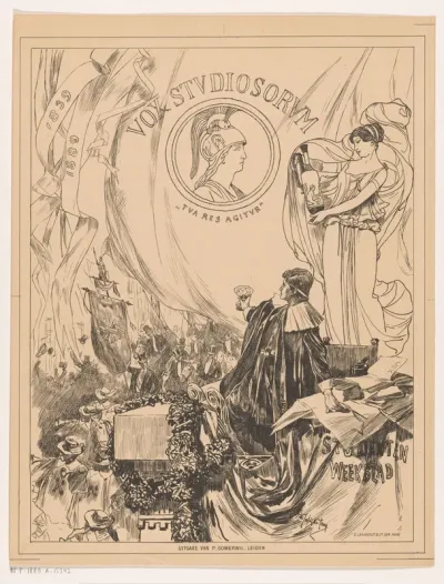Gedenkblad van Vox Studiosorum, ter gelegenheid van het 50 jarig bestaan der Studentensocieteit Minerva te Leiden
