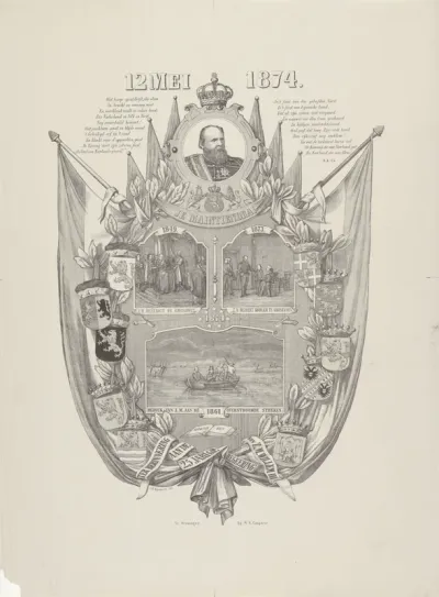 Gedenkplaat bij het 25-jarige regeringsjubileum van koning Willem III, 1874