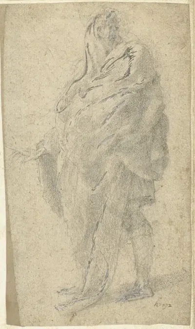 Gedrapeerde figuur, schrijnend naar links