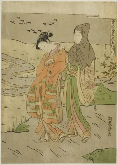 Geese Descending on the Sumida River (Sumidagawa no rakugan), from the series "Eight Views of Prosperity in the Eastern Village (Azuma no sato eiga hakkei)"