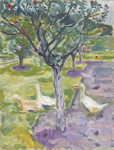 Geese in an Orchard