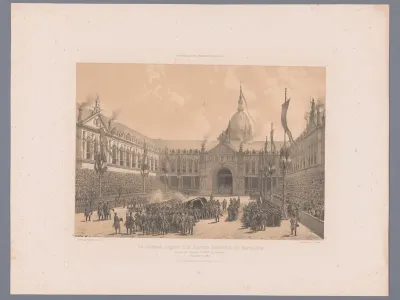 Geestelijken ontvangen het stoffelijk overschot van Napoleon op de Cour d'Honneur van het Hôtel des Invalides