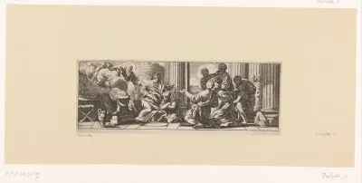 Gehurkte jongeman wordt in een tempel gedoopt en goddelijk bezield