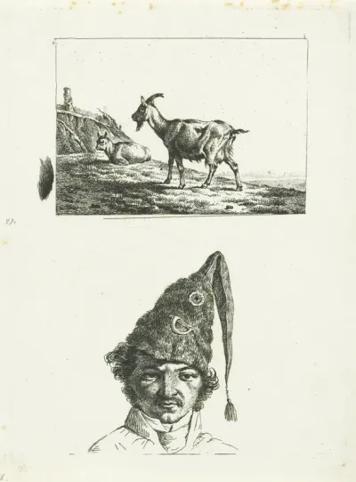 Geit en bok en een soldatenkop