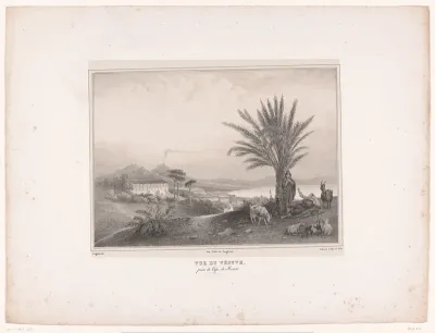 Geitenhoeders bij de Golf van Napels met zicht op de Vesuvius