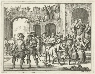 Geketende wederdopers in Oostenrijk nemen afscheid van hun gezinnen, 1540