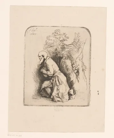 Geknielde oude man