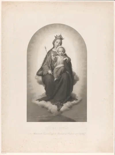 Gekroonde Maria met kind op een wolk