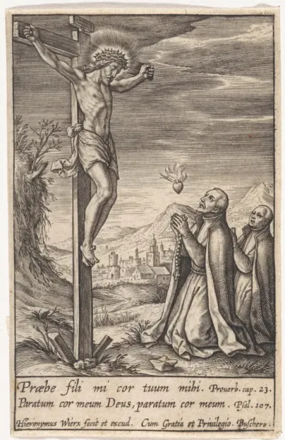 Gekruisigde Christus aanbeden door Franciscus Xaverius en Stanislaus Kostka